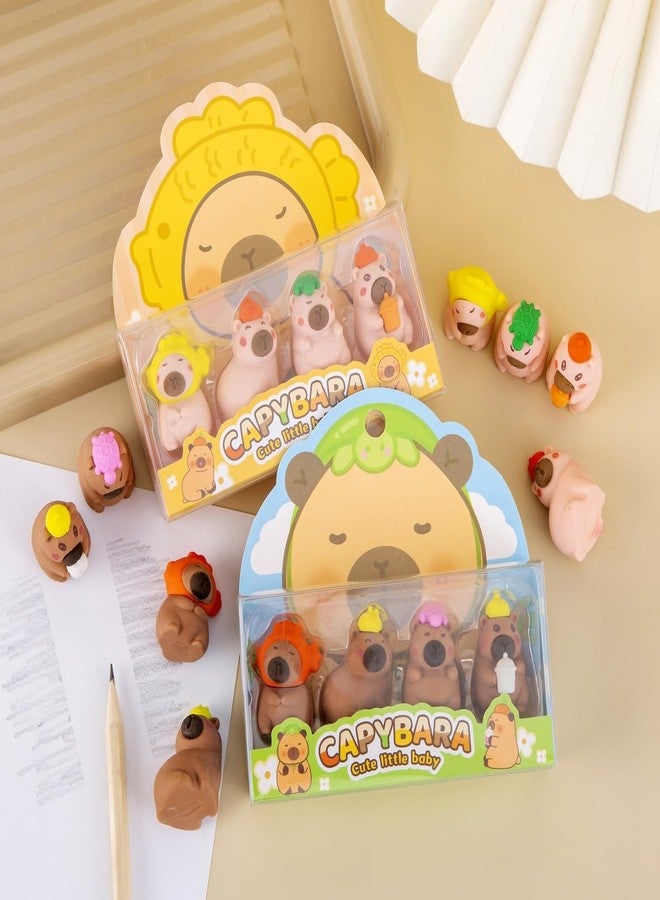 Crafty Cuddle ممحاة كرافتي كادل بأشكال لطيفة للأطفال - طقم من قطعتين | ممحاة مطاطية للأولاد والبنات في المدرسة | هدية مثالية لهدايا مستلزمات القرطاسية (كابيبارا) - Image 1